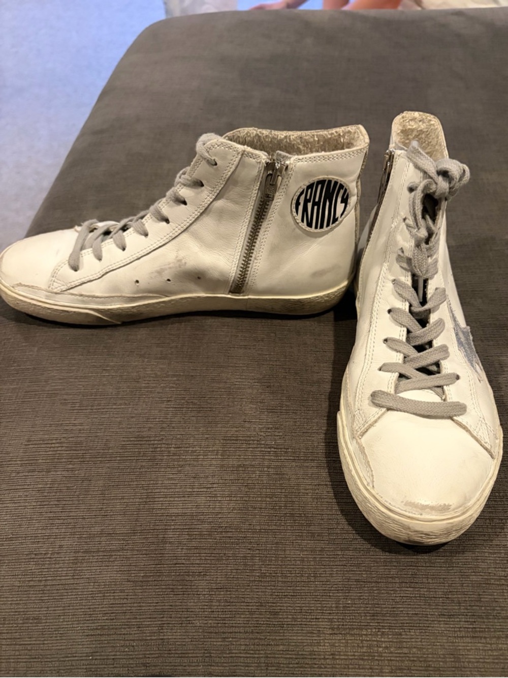 Golden Goose High-Top Sneakers in White with Silver Star Size 8.5/9 EU39